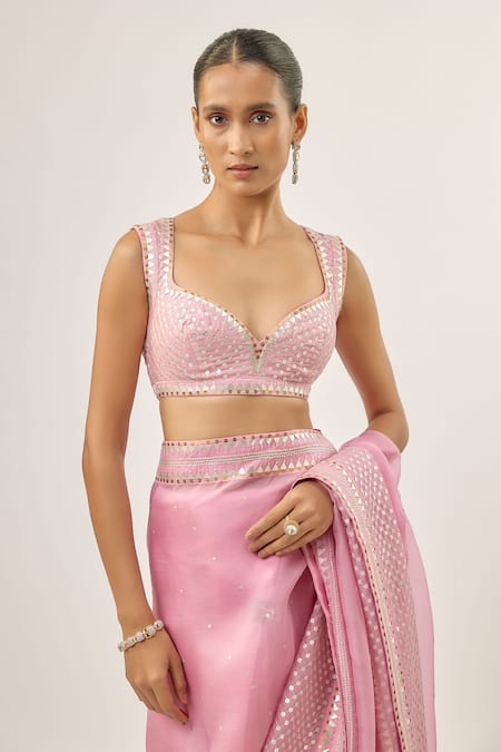 Priyal Prakash_Pink Silk Organza, Chanderi, Orchid _Online_at_Aza_Fashions