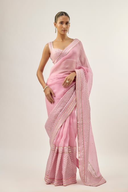 Buy_Priyal Prakash_Pink Silk Organza, Chanderi, Orchid 