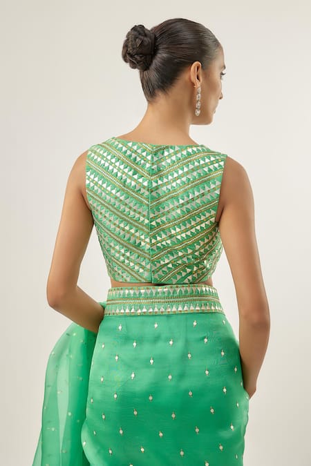 Shop_Priyal Prakash_Green Silk _Online_at_Aza_Fashions