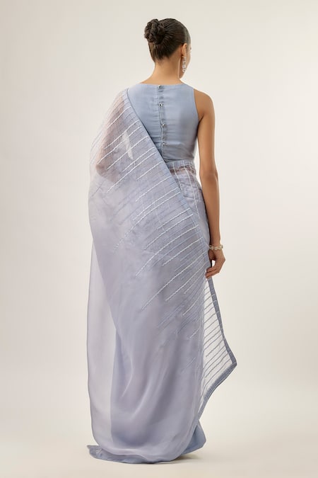 Priyal Prakash STALACTITE SAREE SET Hyacinth Blue Stalactite Saree Set 