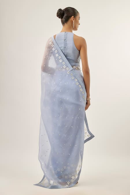 Priyal Prakash FOUR-PETAL FLORAL TENDRIL SAREE SET Four-Petal Floral Tendril Saree Set 