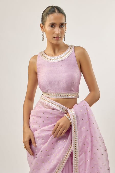 Buy_Priyal Prakash_Lavender Silk Organza, Silk, _Online_at_Aza_Fashions