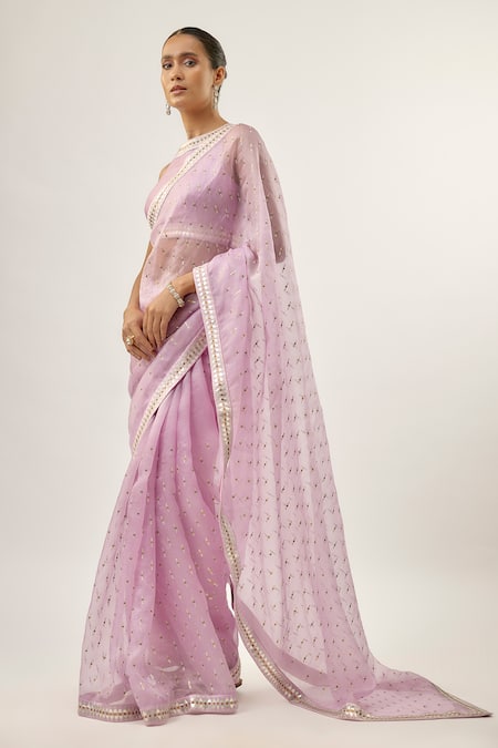 Shop_Priyal Prakash_Lavender Silk Organza, Silk, _Online_at_Aza_Fashions
