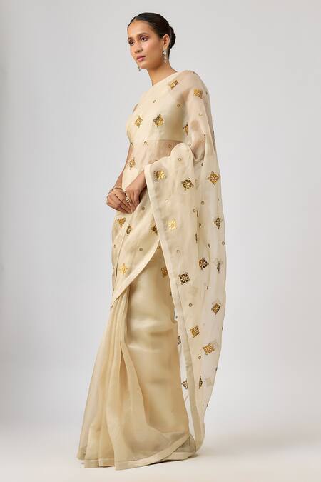 Priyal Prakash Beige Silk Organza, Online at Aza Fashions Priyal Prakash_Beige Silk Organza, _Online_at_Aza_Fashions
