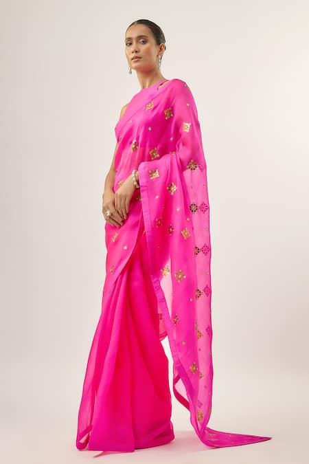 Priyal Prakash_Magenta Silk Organza, _Online_at_Aza_Fashions