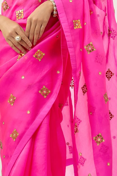 Shop_Priyal Prakash_Magenta Silk Organza, _Online_at_Aza_Fashions