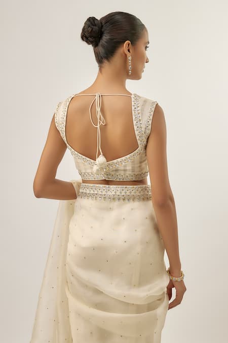 Buy_Priyal Prakash_Ivory Silk Organza, _Online_at_Aza_Fashions