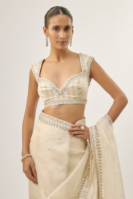 Shop_Priyal Prakash_Ivory Silk Organza, _Online_at_Aza_Fashions