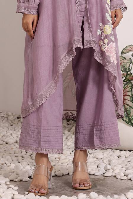 Sonali Methi Mauve Chanderi Sequins, Embroidery Mandarin Collar Designer Kurta Set Online at Aza Fashions Sonali Methi_Mauve Chanderi Sequins, Embroidery Mandarin Collar Designer Kurta Set _Online_at_Aza_Fashions