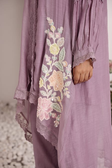 Buy Sonali Methi Mauve Chanderi Sequins, Embroidery Mandarin Collar Designer Kurta Set Online at Aza Fashions Buy_Sonali Methi_Mauve Chanderi Sequins, Embroidery Mandarin Collar Designer Kurta Set _Online_at_Aza_Fashions