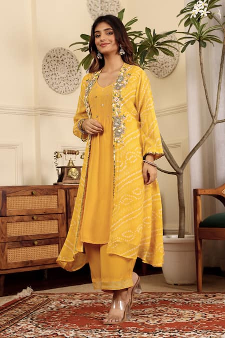 Sonali Methi Embroidered Yellow Kurta Set  