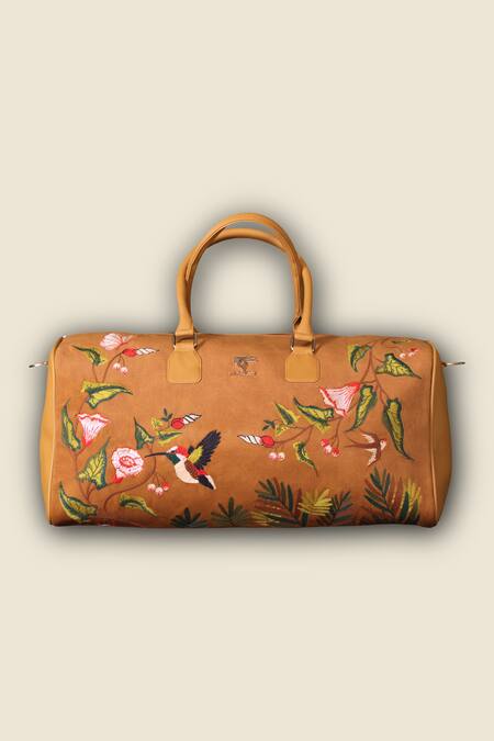 PickAleaf_Gold Embroidery Flora Duffel Bag _Online_at_Aza_Fashions