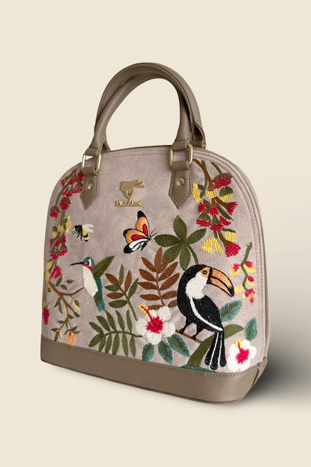 Shop_PickAleaf_Beige Embroidery Mystic Garden Hand Bag _Online_at_Aza_Fashions