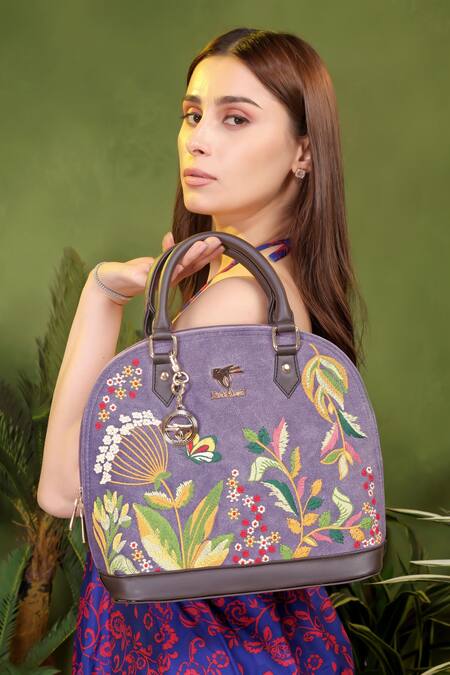 Shop_PickAleaf_Purple Embroidery Violet Valley Handbag _Online_at_Aza_Fashions