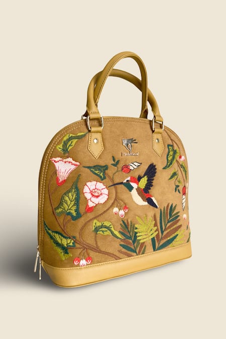 PickAleaf_Gold Embroidery Flora Handbag _Online_at_Aza_Fashions