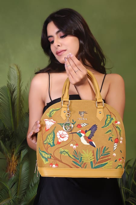 PickAleaf_Gold Embroidery Flora Handbag _at_Aza_Fashions