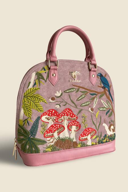 Buy_PickAleaf_Pink Embroidery Paradise Handbag _Online_at_Aza_Fashions