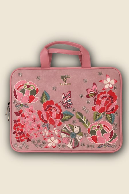 PickAleaf_Pink Designer Petal Eden Laptop Bag _Online_at_Aza_Fashions