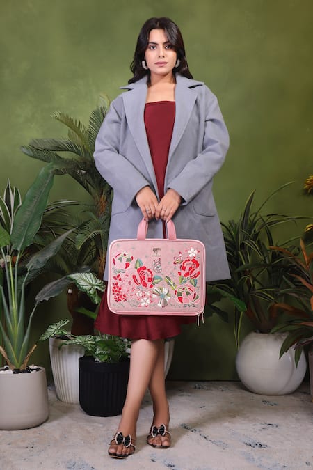 Buy_PickAleaf_Pink Designer Petal Eden Laptop Bag _Online_at_Aza_Fashions