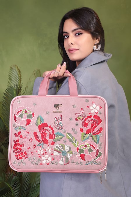 Buy_PickAleaf_Pink Designer Petal Eden Laptop Bag 