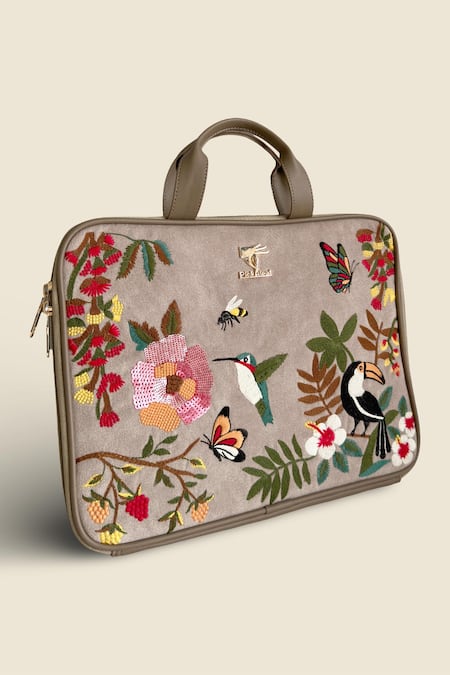 PickAleaf Embroidered Suede Velvet Laptop Bag 