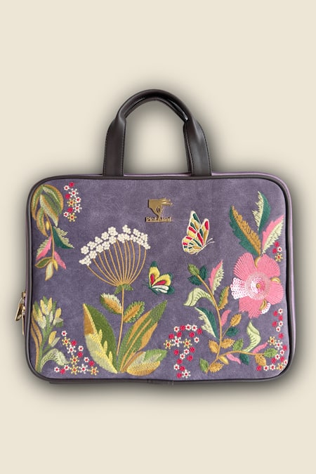 Buy_PickAleaf_Purple Violet Valley Embroidered Laptop Bag 