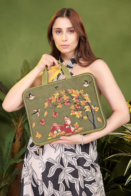 PickAleaf Olive Green Autumn Whisper Laptop Bag 