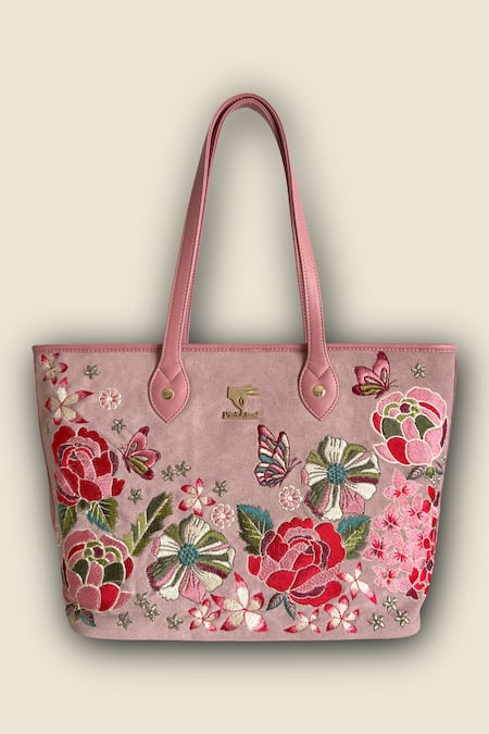 PickAleaf Embroidered Vegan Leather Tote Bag 