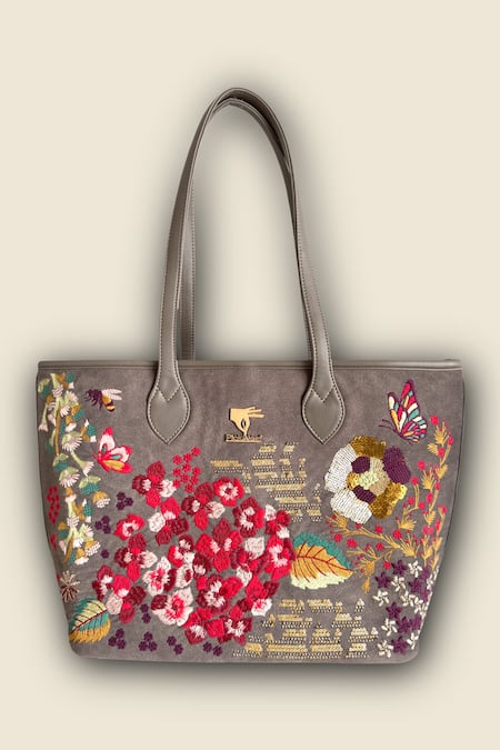 PickAleaf Embroidered Vegan Leather Tote Bag 