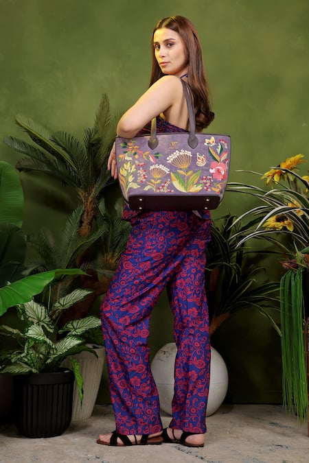 Buy_PickAleaf_Purple Embroidery Violet Valley Tote Bag 