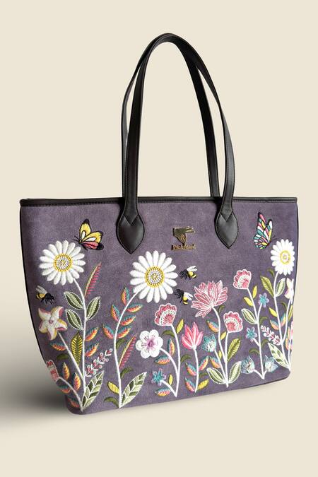 Shop_PickAleaf_Purple Embroidery Daisy Dream Tote Bag _Online_at_Aza_Fashions