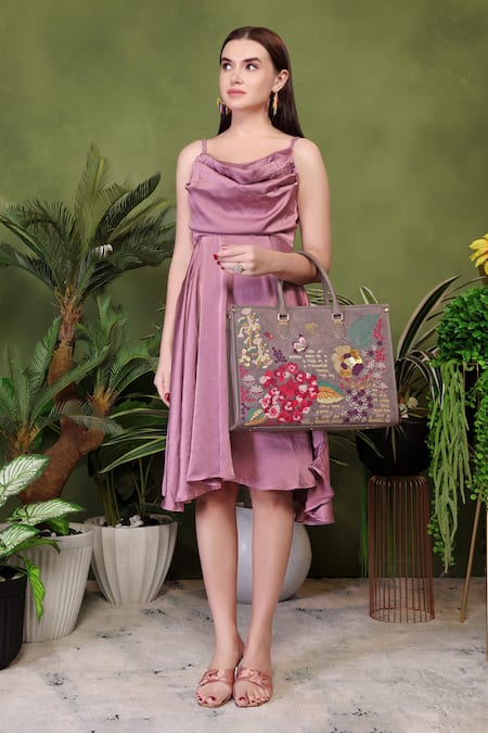Buy_PickAleaf_Gray Embroidery Garden Grey Shoulder Bag _Online_at_Aza_Fashions