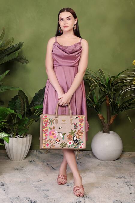 Shop_PickAleaf_Beige Embroidery Mystic Garden Shoulder Bag 