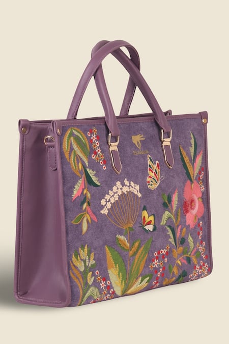 Buy_PickAleaf_Purple Embroidery Violet Valley Designer Shoulder Bag 