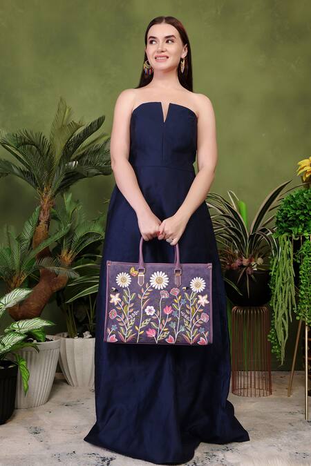 Shop_PickAleaf_Purple Embroidery Daisy Dream Shoulder Bag _Online_at_Aza_Fashions