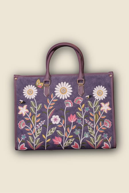 Buy_PickAleaf_Purple Embroidery Daisy Dream Shoulder Bag 