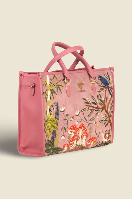PickAleaf_Pink Embroidery Paradise Shoulder Bag _Online_at_Aza_Fashions
