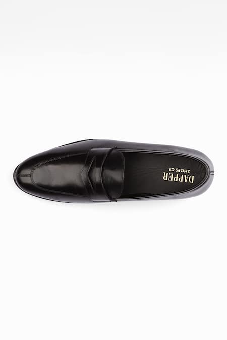 Buy_Dapper Shoes_Black Handmade Split Toe Penny Loafers _Online_at_Aza_Fashions