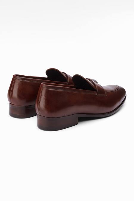 Buy_Dapper Shoes_Brown Handmade Split Toe Penny Loafers _Online_at_Aza_Fashions