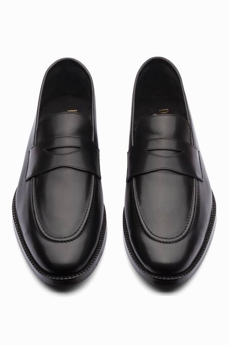 Dapper Shoes_Black Soft Unlined Penny Loafers _at_Aza_Fashions