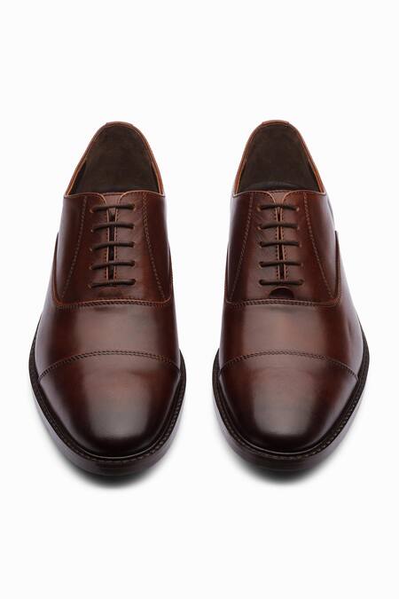 Buy_Dapper Shoes_Brown Cap Toe Oxford Shoes _Online_at_Aza_Fashions