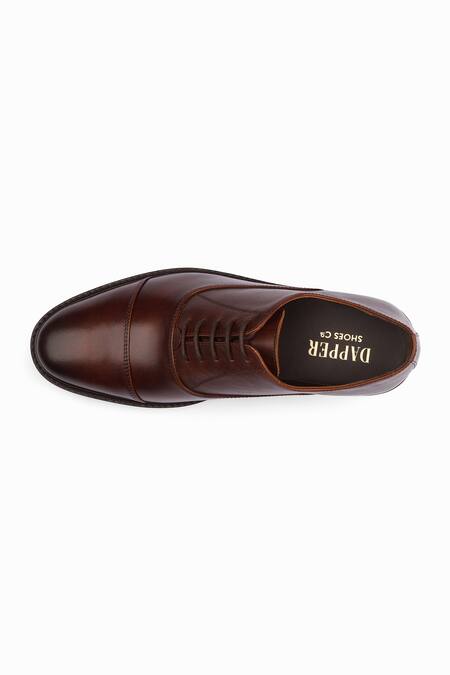 Shop_Dapper Shoes_Brown Cap Toe Oxford Shoes _Online_at_Aza_Fashions