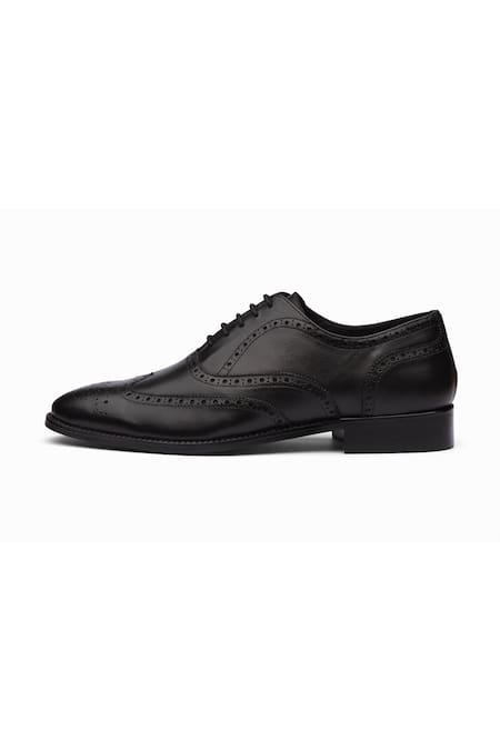 Dapper Shoes_Black Cut Work Full Brogue Wingtip Oxford Shoes _Online_at_Aza_Fashions