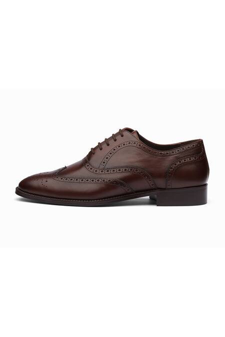 Dapper Shoes_Brown Dark Full Brogue Wingtip Oxford Shoes _Online_at_Aza_Fashions