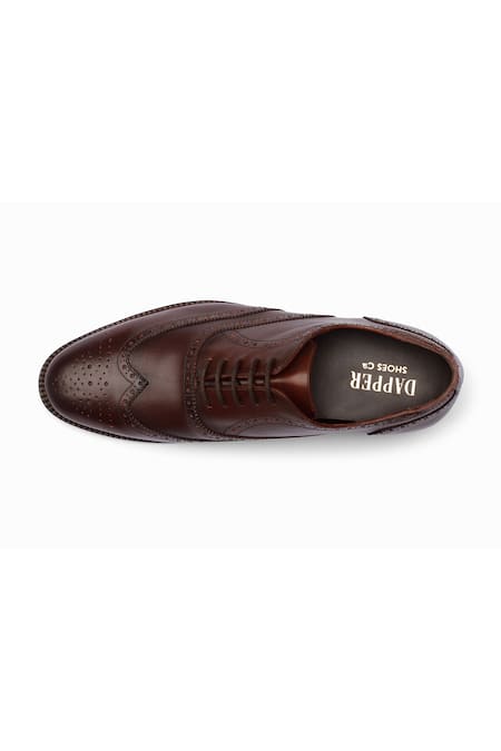 Shop_Dapper Shoes_Brown Dark Full Brogue Wingtip Oxford Shoes _Online_at_Aza_Fashions