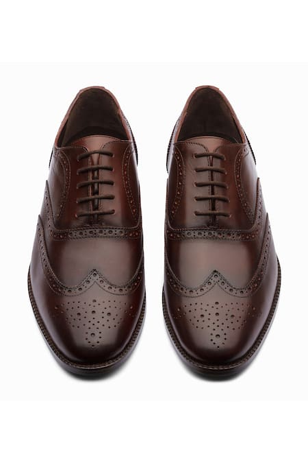 Dapper Shoes_Brown Dark Full Brogue Wingtip Oxford Shoes _at_Aza_Fashions