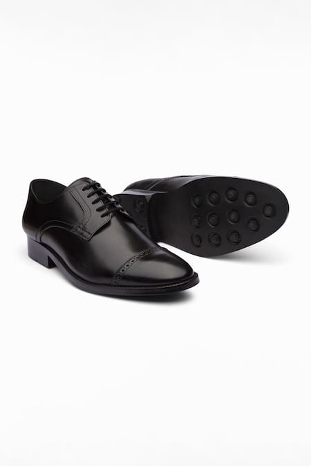 Dapper Shoes Black Cap Toe Derby Shoes 