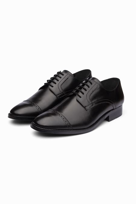 Dapper Shoes Black Cap Toe Derby Shoes 