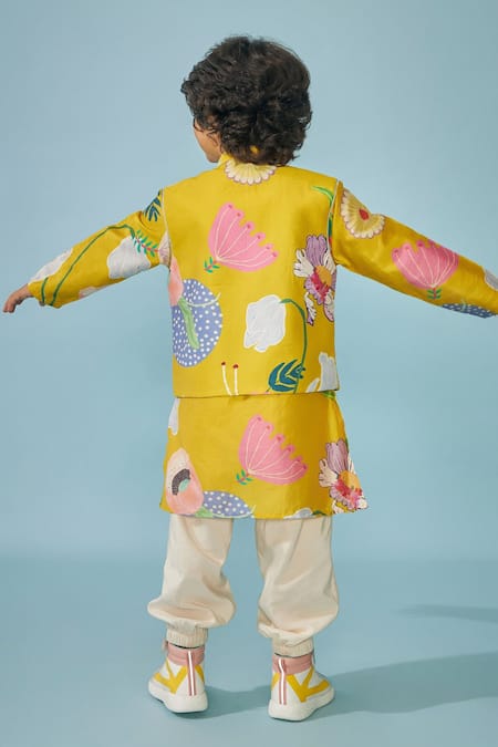 Joey & Pooh Designer Yellow Kurta Set 