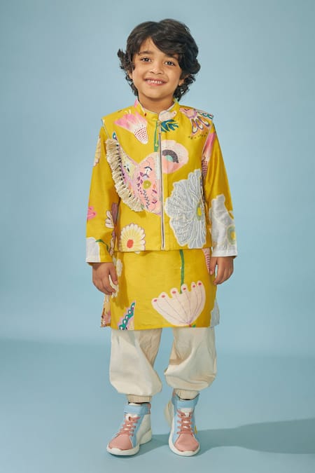 Joey And Pooh Designer Yellow Kurta Set 